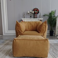 Fauteuil pouf moderne en velours pour salon, housse amovible, rembourrage en mousse déchiquetée, design une place