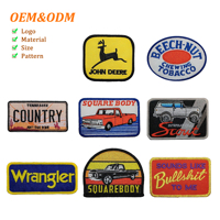 Écusson thermocollant personnalisé avec logo brodé en 3D, en tissu tissé durable découpé à la chaleur, pour vêtements et chapeaux, en stock