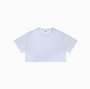 Camiseta Corta de Algodón Puro para Mujer, Cintura Alta, Holgada, Manga Corta, Estilo Deportivo, Estilo Chica Moderna - Product Image 5