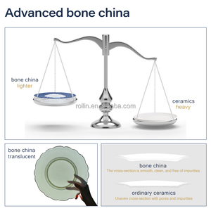 酒店供应商骨瓷餐盘批发豪华骨瓷餐盘套装压花酒店餐盘 - Product Image 3