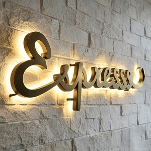 Letrero de Canal Luminoso Retroiluminado de Acero Inoxidable L08, Letras con <span class=keywords><strong>Fuente</strong></span> Personalizada, Decoración Interior, Iluminación LED, Servicio OEM Directo de Fábrica - Product Image 1