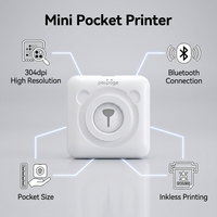 Peripage A6 Coffret Cadeau Imprimante Thermique Sans Fil USB+ pour Étiquettes Autocollantes, Imprimante de Poche Sans Encre pour Téléphone Portable 56mm
