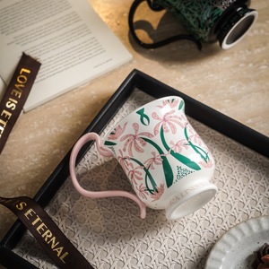 Mug Kopi Keramik Cantik Motif Bunga Vintage, Aman untuk Mesin Cuci Piring, Dapat Digunakan Kembali, Kreatif untuk Pesta, Rumah, Kantor, Sarapan, Susu, Teh, Espresso - Product Image 4