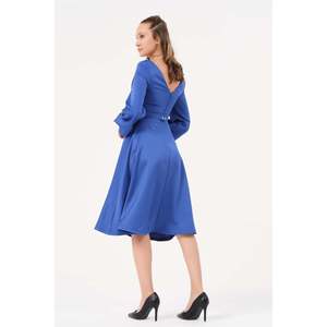 DANS Women's Elegant Blue Solid Color Dress with Modern Design, Available in European Sizes 38-42, Model 1599 - Product Image 2