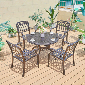 Conjunto <span class=keywords><strong>de</strong></span> Comedor Económico para Jardín con Mesa <span class=keywords><strong>y</strong></span> <span class=keywords><strong>Sillas</strong></span> <span class=keywords><strong>de</strong></span> Aluminio Fundido para Exteriores - Product Image 4