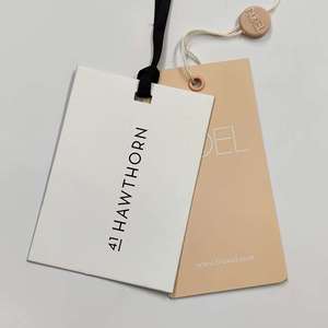 XP-<strong>Custom</strong> Hollow Kraft Paper Hang <strong>Tags</strong> With Brand Logo Design Rope <strong>String</strong> Swing Labels for Clothing Bags and Fashion Garments - Product Image 1