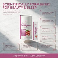 Aeglewell 5 en 1 Poudre de Collagène Marin en Stick avec Biotine, Vitamine C, Mélatonine, Acide Hyaluronique pour Soutenir la Beauté de la Peau, des Cheveux et des Ongles