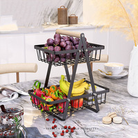 Panier de rangement pour fruits et légumes en métal 2/3 couches pour la cuisine Panier de rangement pour snacks de camping en fer Organisateur de fruits d'art pour la cuisine