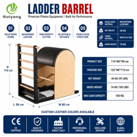 Professional Maple Wood Pilates Ladder Barrel with Metal Frame Portable & Adjustable for Health Yoga Studio Fitness Equipment