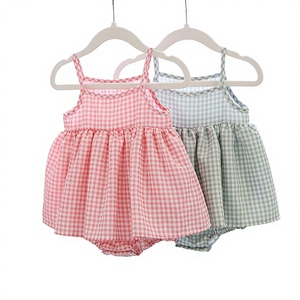 Nuovo <span class=keywords><strong>Vestito</strong></span> Estivo per Bambina Stile Coreano, Abito a Quadri con Collo all'Americana, Tutina da Principessa per Bambine - Product Image 1