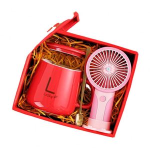 Custom Logo Ideas Gadgets Wedding Gifts for Guests Promotional Business Gifts Set for Women Ceramic <b>Cup</b> and Handheld Fan - Product Image 1