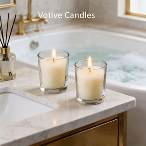 Bougeoirs en verre transparent sans parfum Oshine Custom Paraffin Wax pour centres de table de mariage - Product Image 3