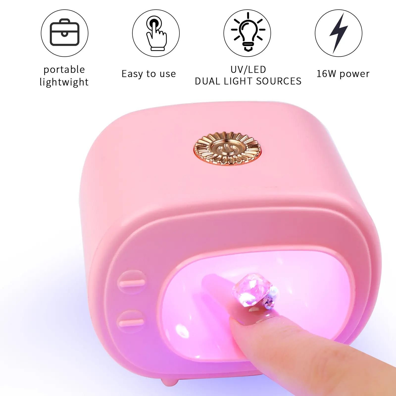 16W Usb Mini Tv Nail Lamp Lâmpada LED Uv para unhas Acessórios e ferramentas Pink Nail Polish Dryer Produtos portáteis de manicure
