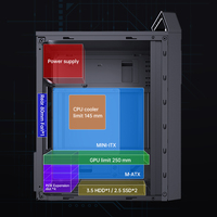 SNOWMAN Châssis de jeu PC préinstallé rentable Boîtier Micro-ATX en acier compact noir avec plaque d'acier pour la maison de bureau
