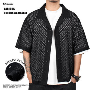 Shinesia ODM per le vacanze estive da <span class=keywords><strong>uomo</strong></span> a manica corta per Polo Vintage in maglia hawaiana in <span class=keywords><strong>pizzo</strong></span> con bottone - Product Image 2