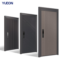 Porte extérieure en aluminium YUDON DOOR avec rupture de pont thermique, porte de sécurité moderne, porte à économie d'énergie pour les régions climatiques froides et chaudes