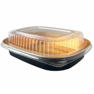 Bandeja <span class=keywords><strong>de</strong></span> Aluminio Negra Dorada Apta para Horno <span class=keywords><strong>de</strong></span> 10-70 oz, Bandeja para Comida con Tapa <span class=keywords><strong>de</strong></span> Plástico PET, Caja <span class=keywords><strong>de</strong></span> Empaque para Alimentos Congelados <span class=keywords><strong>de</strong></span> Supermercado - Product Image 2