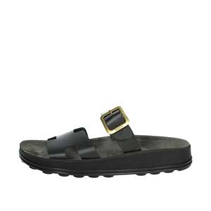 Sandalias de Fantasía para Mujer, Sandalias Planas de Cuero, Modelo S351 Lucia, Color Negro - Product Image 1