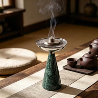 Brûleur d'encens en marbre, base conique en pierre naturelle en forme de sablier, porte-encens décoratif pour la maison et le salon de style arabe