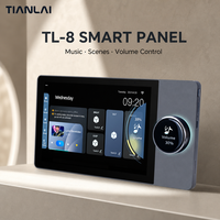 Panel Dinding Tuya Zigbee Gateway 8 Inci, Kontrol Peredupan Lampu 3D, Pengontrol Tirai AC, Musik, TF, USB, AUX untuk Rumah Pintar