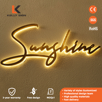 Letrero Kelly Personalizado para Exteriores, Letrero Comercial con Letras 3D, Letrero Retroiluminado de Acero Inoxidable, Letras Metálicas, Letras de Canal LED