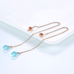 <span class=keywords><strong>LAMOON</strong></span> แฟชั่นอินเทรนด์โรสโกลด์สีเงินหลายสีคริสตัลหยดน้ำต่างหูโซ่ยาวผู้หญิงปาร์ตี้วันครบรอบ KC158-M - Product Image 2