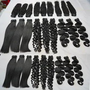 Cheveux Naturel Humains Indien Remy Crus En Gros, Tissage Cheveux Humain En Gros Avec Sluiting, cheveux De Tempel Indien Bruts