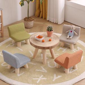 Chaise pour enfants, cadre en bois massif, siège en mousse, design moderne, tabouret de salon pour enfants, durable, vert, kaki, orange, bleu - Product Image 4