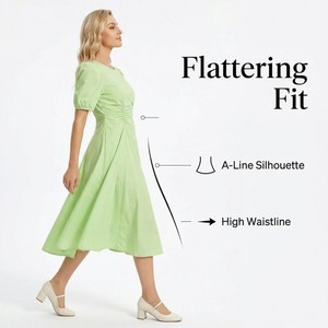 Abito lungo da donna in cotone 100% senza maniche, <span class=keywords><strong>con</strong></span> arricciature, linea ad A, casual, in tessuto stampato digitalmente, stile vintage country francese - Product Image 5