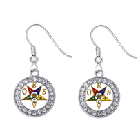 Bijoux personnalisés, breloques en émail transparent, bijoux de sororité grecque, fraternité, ordre de l'étoile de l'Orient, pendentif OES, boucles d'oreilles