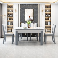 Table à manger en bois massif de luxe léger ensemble de chaises simple et moderne plaque de roche en marbre pliable et extensible pour petit appartement villa