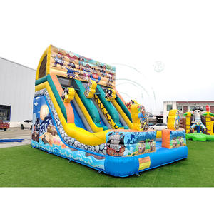 Toboggan gonflable à double piste, château gonflable pirate, combo toboggan gonflable humide et sec pour enfants et adultes - Product Image 1