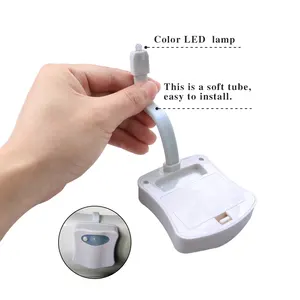 Lampu Mangkuk Toilet Sensor Gerak Beralih Acak 8 Warna Bertenaga Baterai, Lampu Malam Toilet LED Tahan Air dengan Detektor