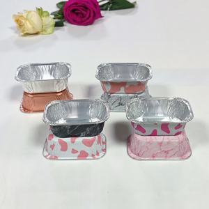 กล่องอาหารอลูมิเนียมสีขนาดเล็ก 4*2 นิ้ว 100 มล. 97*65*32 มม. กล่องบรรจุภัณฑ์อาหารเค้กอลูมิเนียมรีไซเคิล ถาดฟอยล์+ฝา - Product Image 1