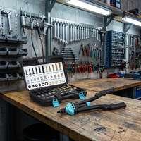 Kit d'outils de rivetage manuel industriel OEM pour métaux, 16 pouces, 11 mandrins métriques/SAE, 165 écrous, conception compacte et ergonomique