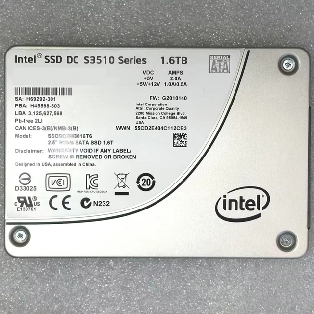 Intel SSDSC2BB016T6 DC S3510 Series 1.6TB Internal Server Metal 2.5-inch SATA III 6Gb/s Enterprise Solid State Drive