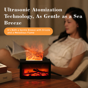 Diffuseur d'huiles essentielles ultrasonique pour la maison, 200 ml d'eau, flamme 3D avec lumière LED, 2 en 1 - Product Image 1