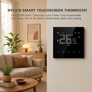 <span class=keywords><strong>Termostato</strong></span> Intelligente WiFi HY531B con Schermo Touch, Programmabile 7 Giorni, Sensore NTC, 16A/3A 90-240VAC, Nero/Bianco, <span class=keywords><strong>per</strong></span> <span class=keywords><strong>Riscaldamento</strong></span> Domestico - Product Image 3