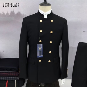 2 Piece Black And Gold Jacquard Sequins Men's Prom Suits - View #9