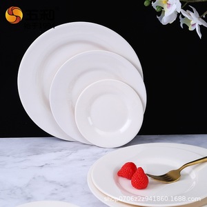 White Round Plates Melamine Tableware Hotel Dining Coffee Tea Use - Product Image 3
