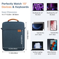 Sac à bandoulière pour ordinateur portable MoKo, résistant aux éclaboussures, housse pour ordinateur portable, pour MacBook Air 15, MacBook Pro 14, Galaxy Tab S9 Ultra 14.6