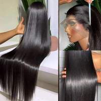 Perruque Lace Closure 6x6 en Cheveux Humains, Noir Naturel Lisse, 20 Pouces, Ligne de Cheveux Naturelle, pour Femmes Noires