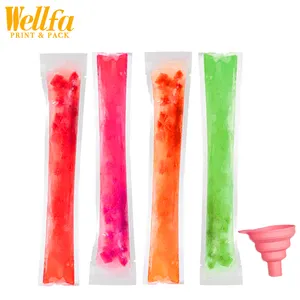 Custom Transparent Food Grade Heat Seal Yogurt Milk Juice Freeze Zipper Pouch Plastic Ice Pop Lolly Popsicle Packaging Bag