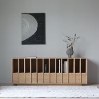Meuble de salon minimaliste en chêne Wabi Sabi, credenza sur mesure en bois massif, console de rangement de luxe pour salle d'exposition