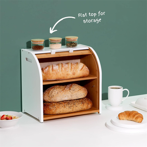 高品質で耐久性のある、モダンな多機能竹製パン収納ボックス。大容量で、サイズや色をカスタマイズ可能。キッチン収納に最適。 - Product Image 5