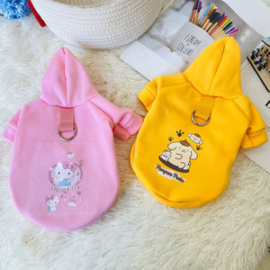 Pet Hooded Sweatshirt With Leash Buckle Print Design For Dogs Spring Autumn Winter Cute Sanrio Style Polyester Material - Product Image 4