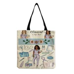 Sac à bandoulière en toile pour femme avec imprimé lettre infirmière, sans fermeture éclair, sac fourre-tout écologique décontracté, sac à main mignon pour femme, grande capacité, sac de shopping graphique - Product Image 4