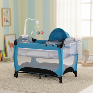 <span class=keywords><strong>Lit</strong></span> de voyage pliable <span class=keywords><strong>pas</strong></span> <span class=keywords><strong>cher</strong></span> au design tropical, parc pour bébés, berceau métallique pour bébés et enfants, chambre, hôtel ou salon - Product Image 2
