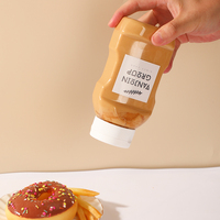 Bouteille de sauce en plastique PET plate de qualité alimentaire de 500 ml (16 oz) facile à presser avec bouchon à clapet pour miel et sauce tomate