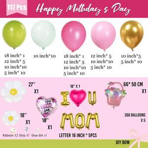 Nuevo Estilo, Kit de Guirnalda de Globos para el Día de la Madre, 117 Piezas, con Letras de Corazón de Papel Metálico, <span class=keywords><strong>Cesta</strong></span> Floral para Decoraciones del Día de la Madre - Product Image 2